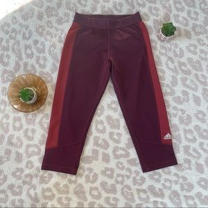 Adidas Climalite Tech-Fit Capri/Cropped Legging in Maroon and Burgundy